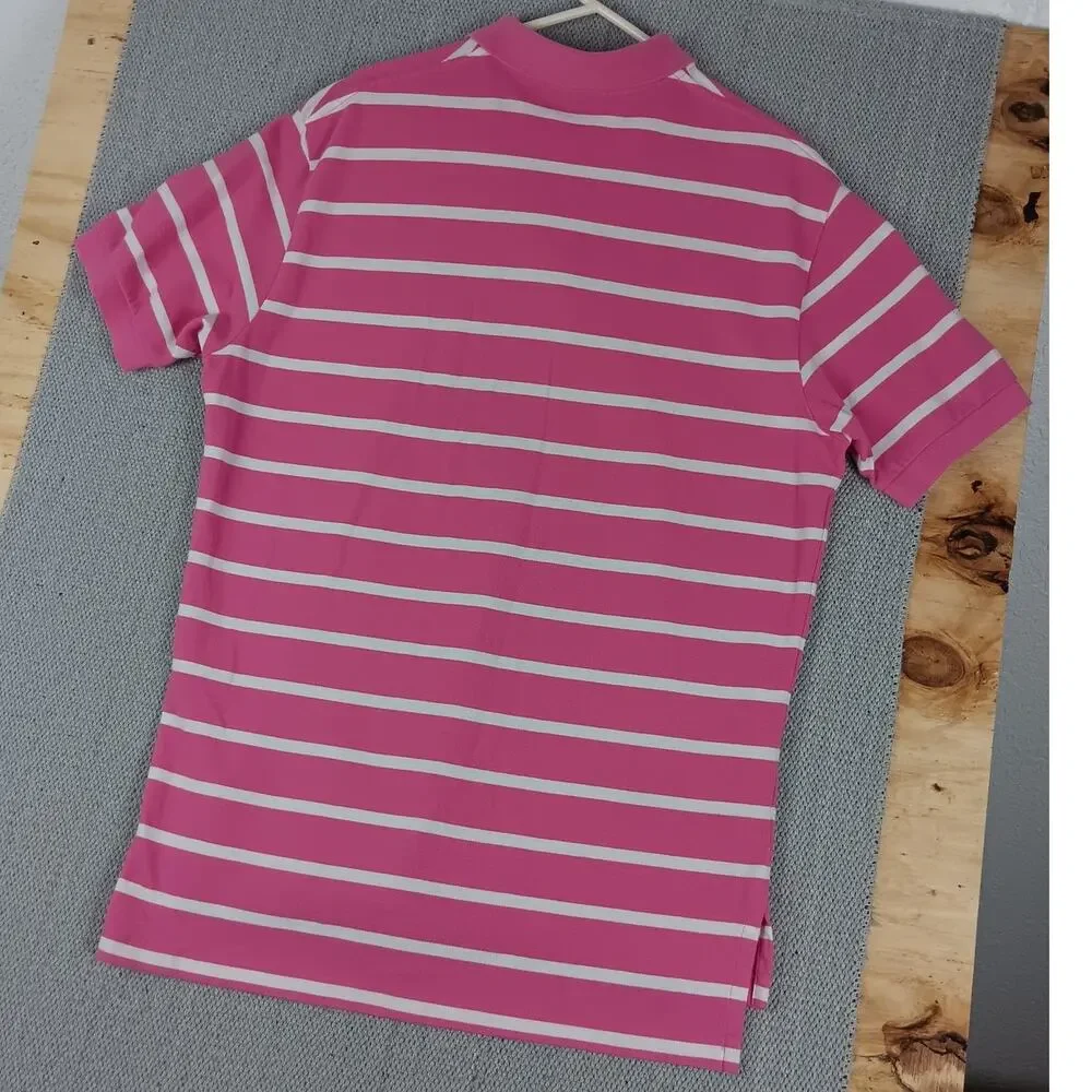 Polo Ralph Lauren Vintage‎ Knit Polo Men's Large Pink/White Striped Pony Preppy
